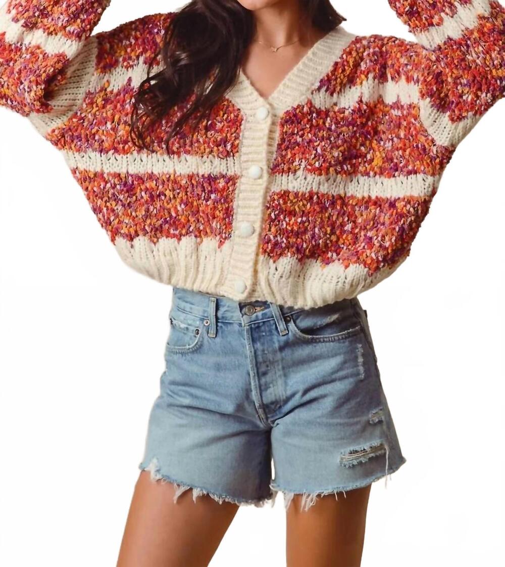 NEW SO ME gracie button down cardigan in rust - Picture 4 of 4